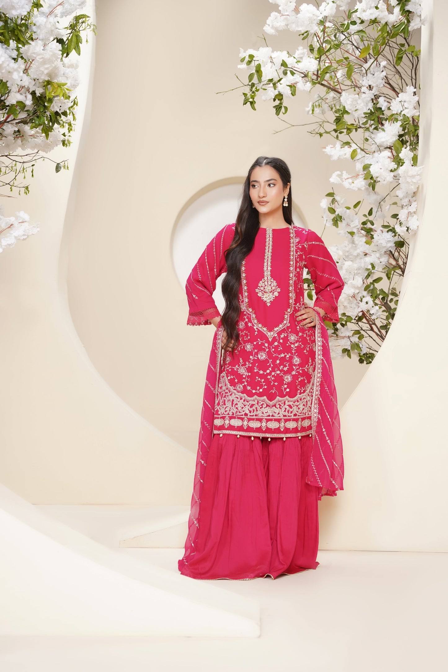 Husan e Jahan - Luxury Chiffon Outfit with Chiffon Dupatta & Gharara - Ready to Wear - V2 - Eid25 - 04