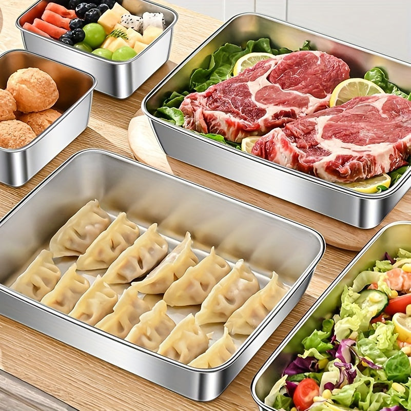 Set of 6/3 Stainless Steel Food Storage Containers That Are Leak-Proof, Stackable, And Designed to Save Space. Made from Durable Stainless Steel with Airtight Lids to Keep Food Fresh, Perfect for Meal Preparation, Storing Fru