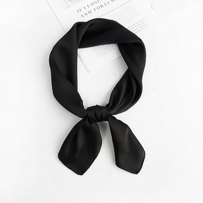Women's Silk Satin Square Scarf, Decorative Silk Bandana, Solid Colour Hair Scarf