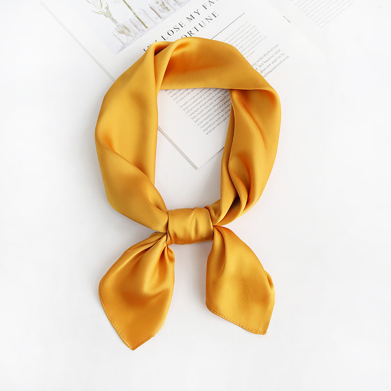 Women's Silk Satin Square Scarf, Decorative Silk Bandana, Solid Colour Hair Scarf