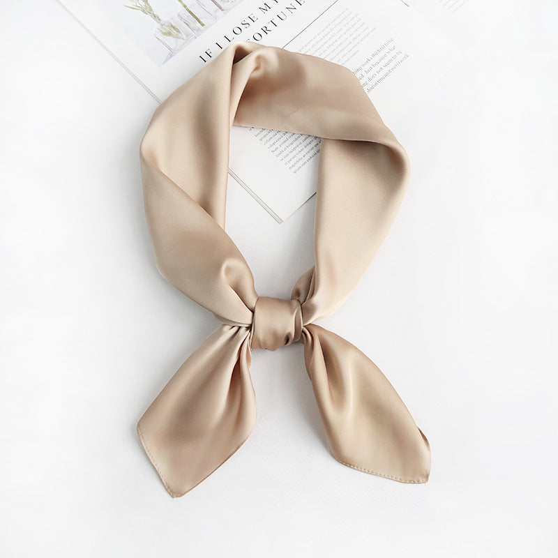 Women's Silk Satin Square Scarf, Decorative Silk Bandana, Solid Colour Hair Scarf