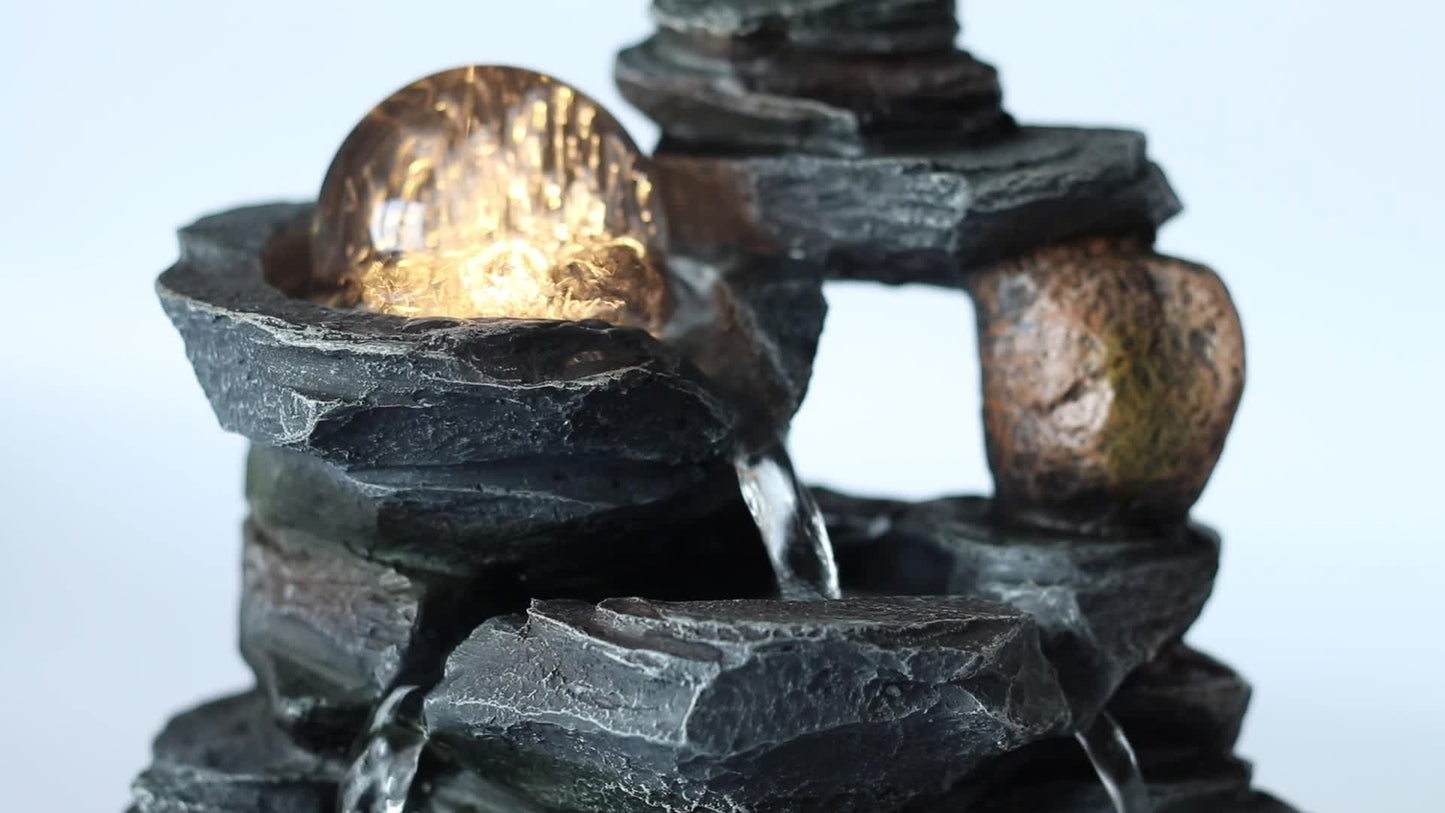 Valiant Table Top Water Feature with Spinning Glass Sphere