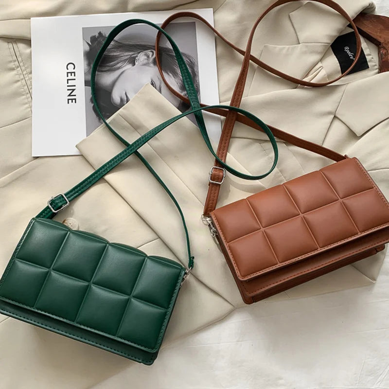 Trendy Classic Solid-Colour Minimalist Fashion Handbag Popular New Style Compact Square Bag PU Handheld Crossbody Shoulder Bag