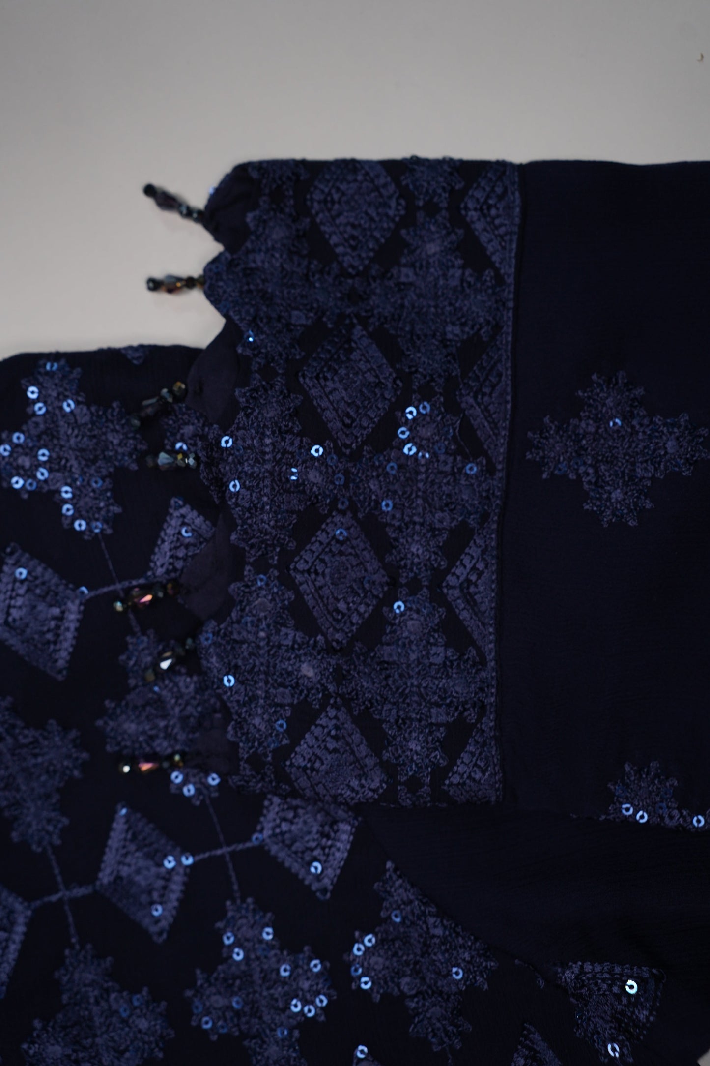 Husan e Jahan - Luxury Chiffon Outfit with Chiffon Dupatta - Ready to Wear - HEJ-V4-D6 navy blue