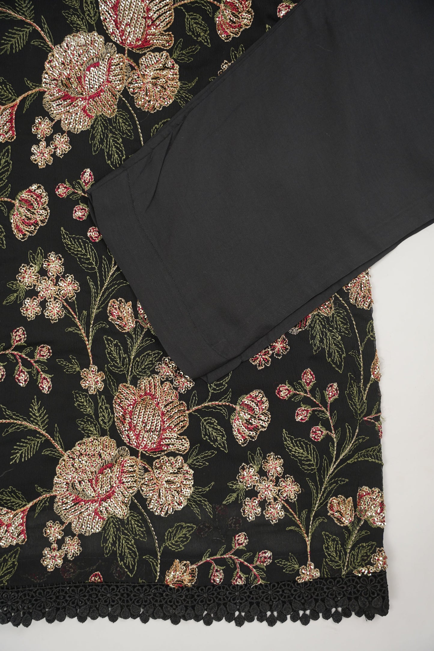 Husan e Jahan - Luxury Chiffon Outfit with Chiffon Dupatta - Ready to Wear - V2 - Eid25 - 07 - HEJBlack-V207 - SD