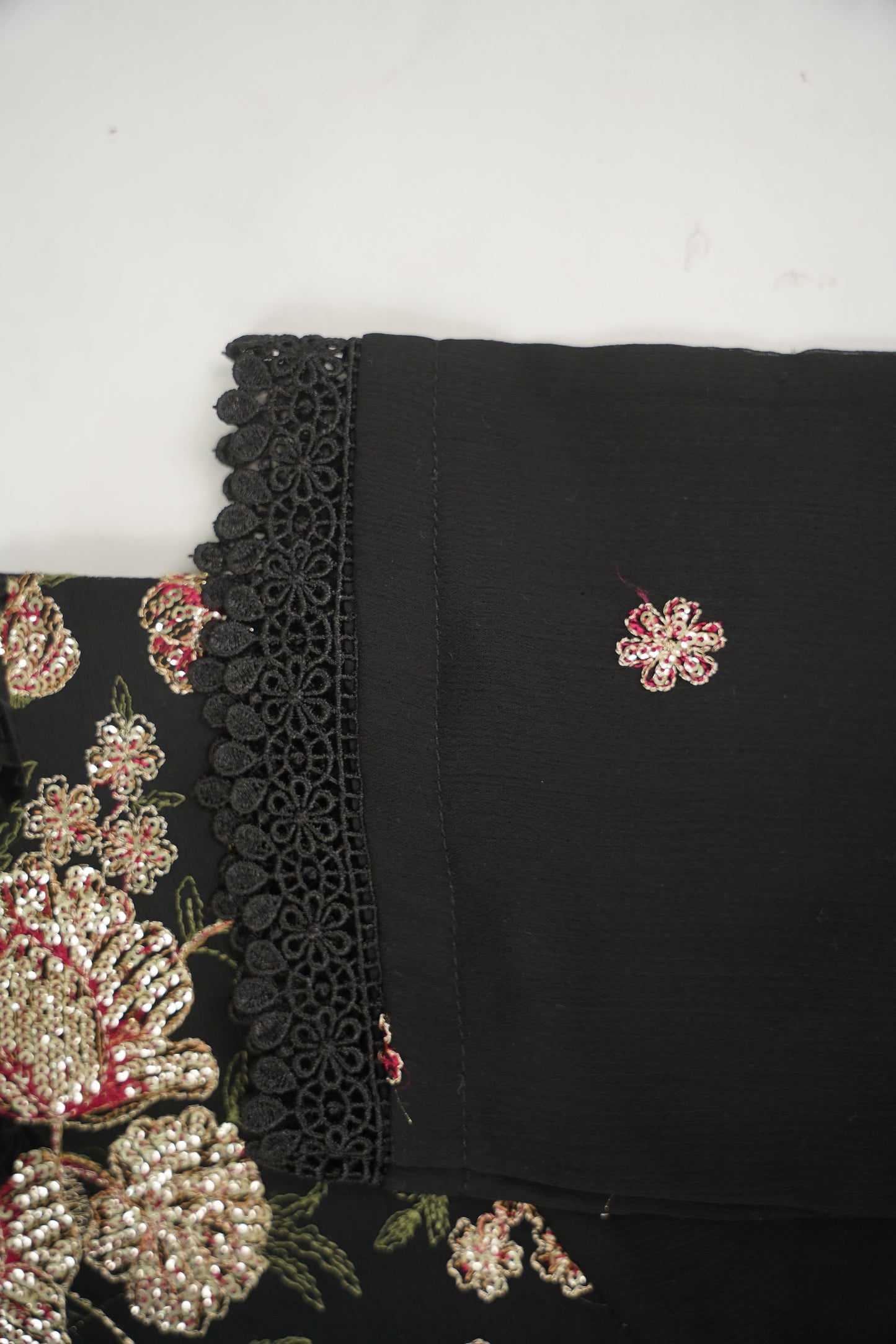 Husan e Jahan - Luxury Chiffon Outfit with Chiffon Dupatta - Ready to Wear - V2 - Eid25 - 07 - HEJBlack-V207 - SD