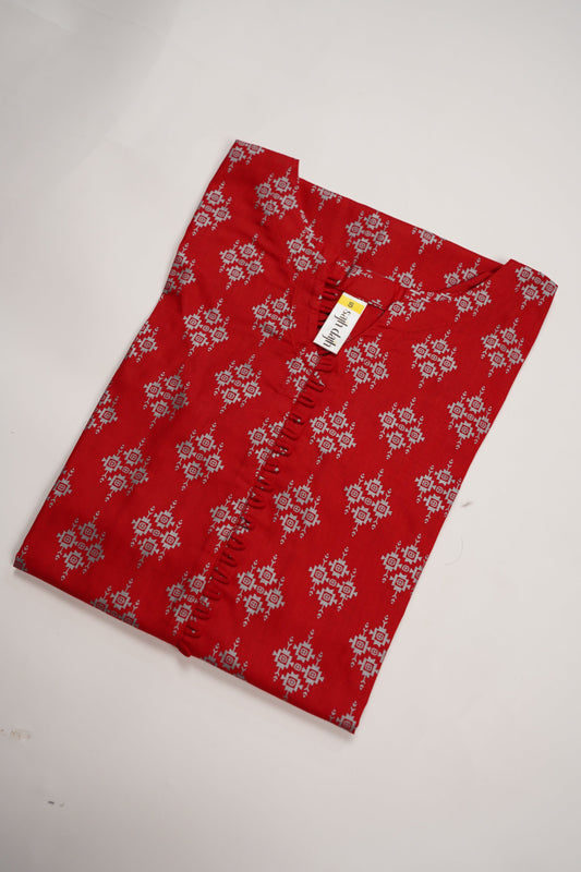 Rozi - Printed  cotton  Outfit - Ready to Wear PD121 red