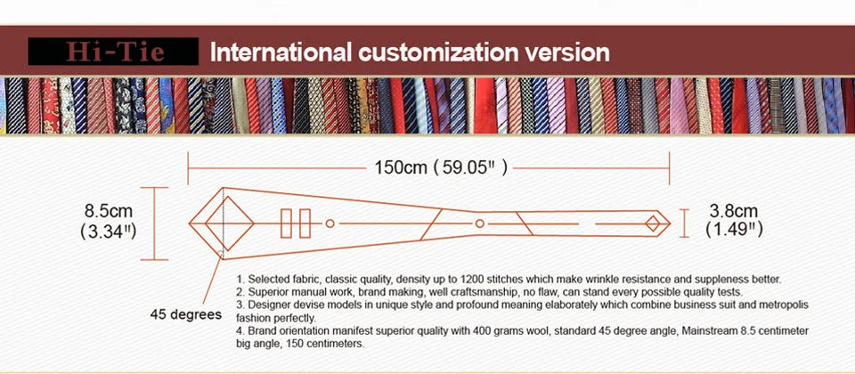 Hi-Tie Mens Ties Luxury Handmade Geometric Necktie Silk Woven Tie Set For Men Business Wedding Neck Tie Square Cufflinks