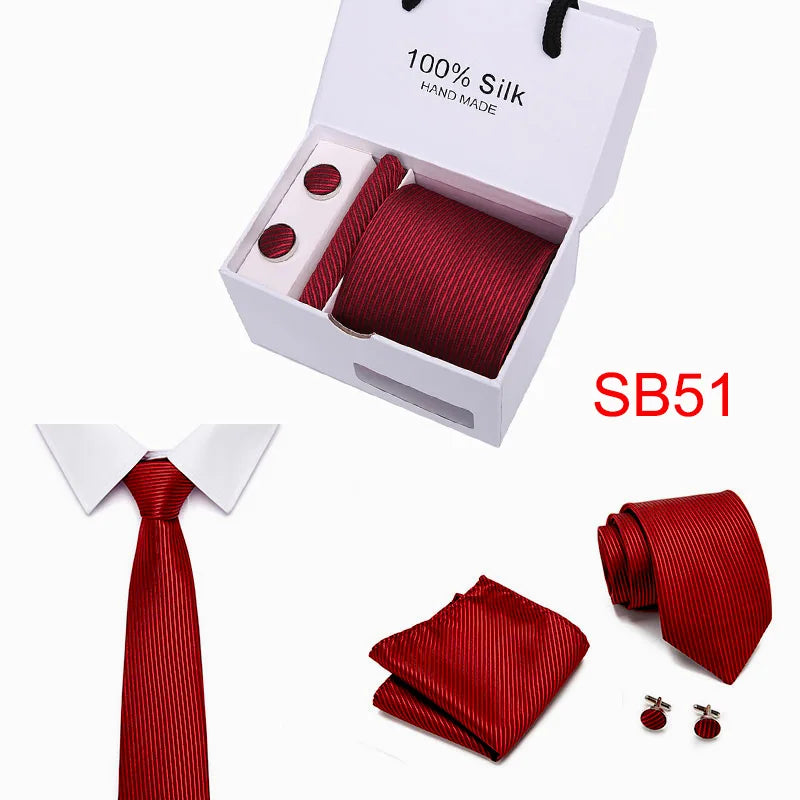 High Quality Silk Ties for Men 145cm Long Fashion Red Necktie 7.5cm Wide Formal Plaid Men's Tie  Drop Shipping