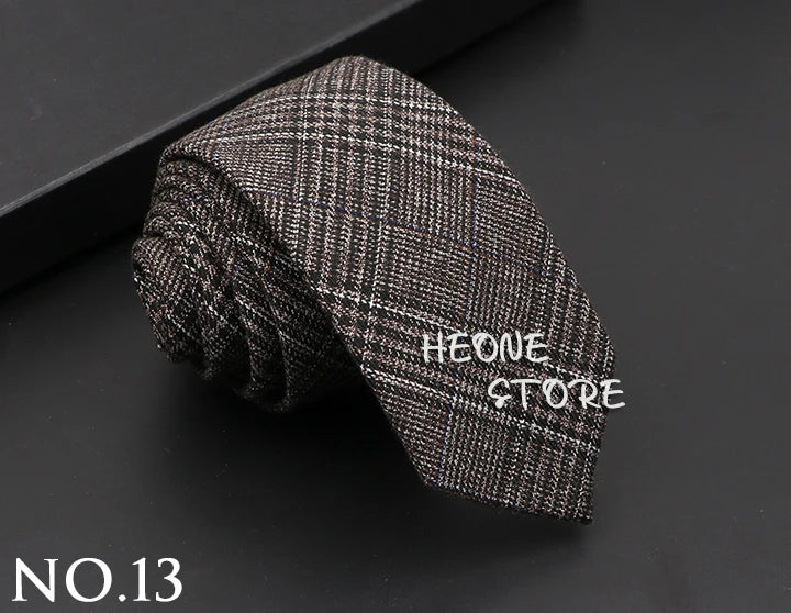 Classic Mens Solid Cotton Handmade 6cm Ties Striped Narrow Collar Slim Necktie Black Red Blue Formal Business Wedding Tie Gift