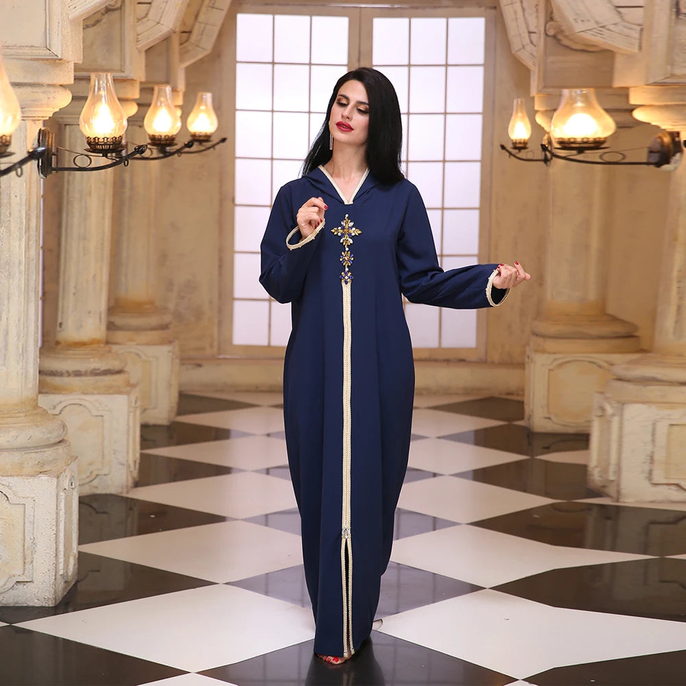 Ramadan Eid Blue Abaya Dubai Turkey Islam Hijab Muslim Dress Kaftan Robe Longue Femme Kebaya African Dresses For Women Caftan