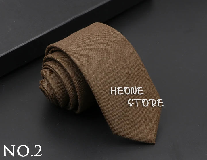 Classic Mens Solid Cotton Handmade 6cm Ties Striped Narrow Collar Slim Necktie Black Red Blue Formal Business Wedding Tie Gift