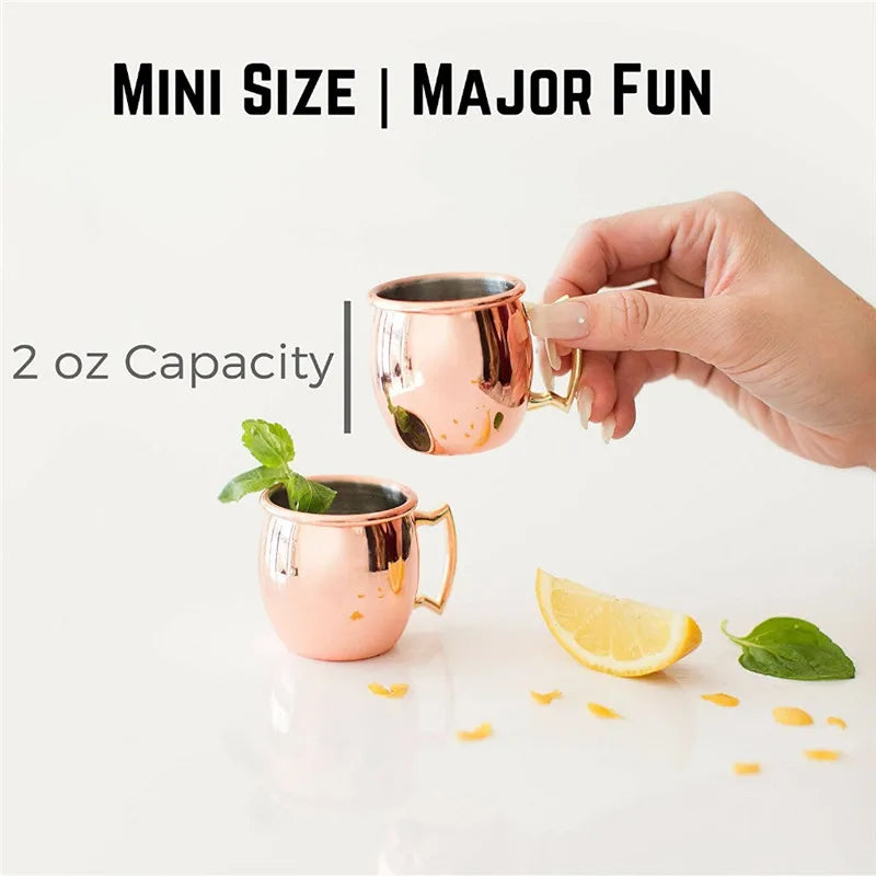Copper Plated Moscow Mule Shot Glass Mug Mini 60ml Vodka Beer Wine Cup Cocktail Mugs Metal Canecas Travel Bar Drinkware Tools