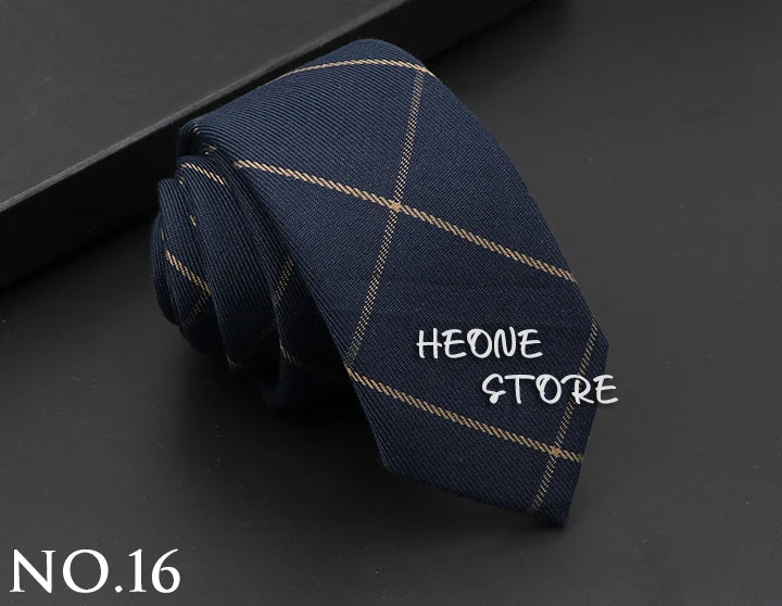 Classic Mens Solid Cotton Handmade 6cm Ties Striped Narrow Collar Slim Necktie Black Red Blue Formal Business Wedding Tie Gift