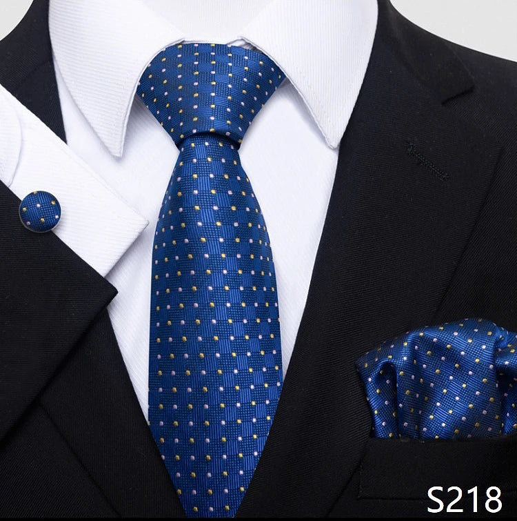 Tie For Men Blue Gold 65 Colors Sale Wedding Present Tie Pocket Squares Set Necktie Suit Accessories Fit Group Holiday Party