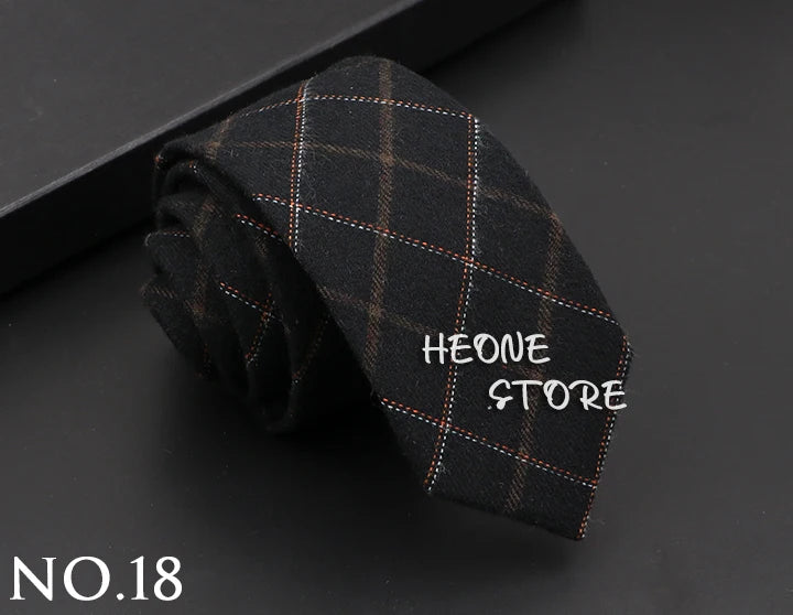 Classic Mens Solid Cotton Handmade 6cm Ties Striped Narrow Collar Slim Necktie Black Red Blue Formal Business Wedding Tie Gift