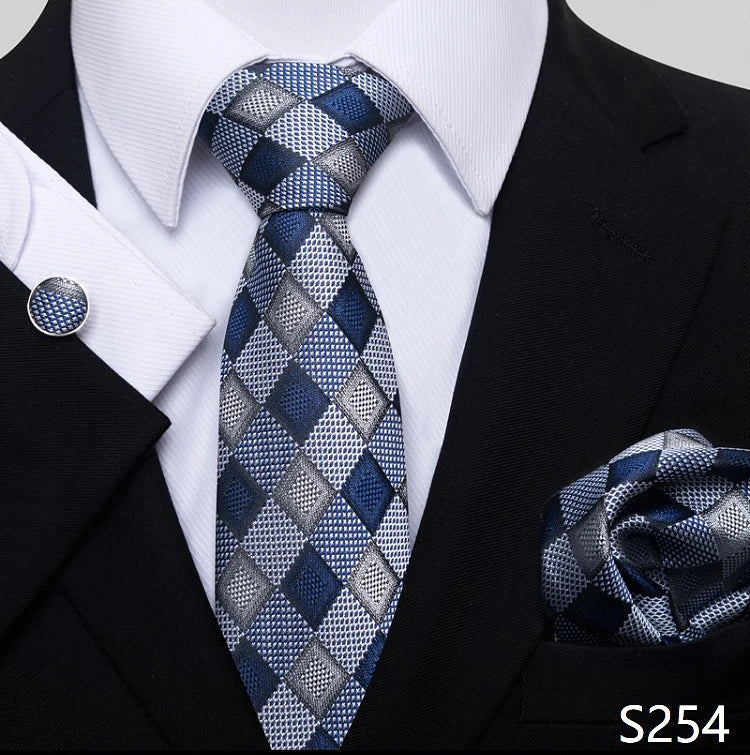 Tie For Men Blue Gold 65 Colors Sale Wedding Present Tie Pocket Squares Set Necktie Suit Accessories Fit Group Holiday Party