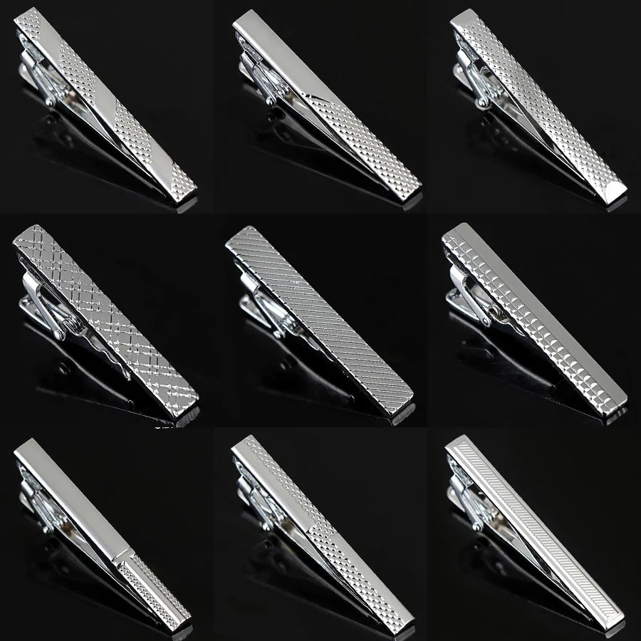 Tie Clips for Men Simple Fashion Style Stripe Metal Tone Simple Bar Clasp Practical Necktie Accessories Clasp Tie Pin Mens Gift