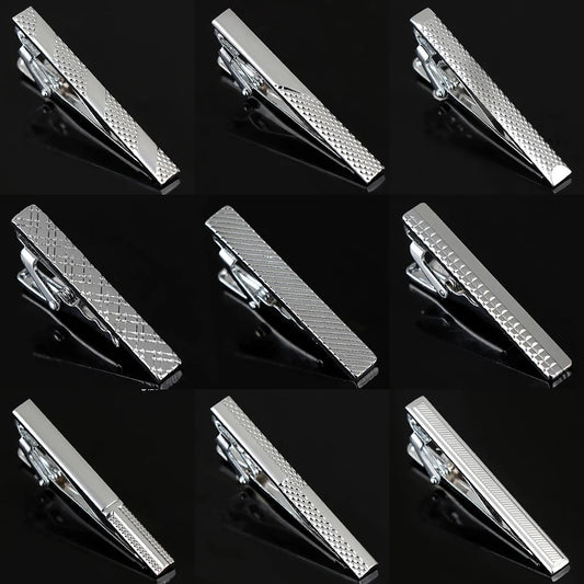 Tie Clips for Men Simple Fashion Style Stripe Metal Tone Simple Bar Clasp Practical Necktie Accessories Clasp Tie Pin Mens Gift
