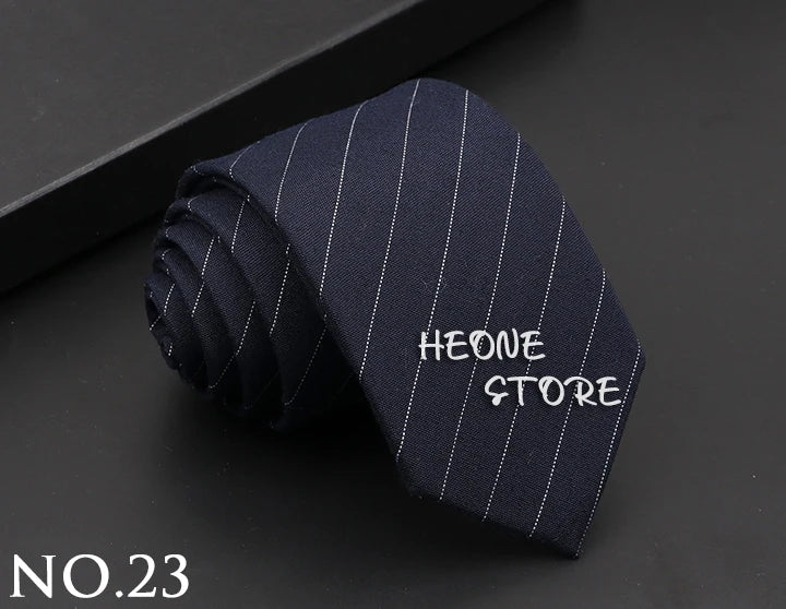 Classic Mens Solid Cotton Handmade 6cm Ties Striped Narrow Collar Slim Necktie Black Red Blue Formal Business Wedding Tie Gift