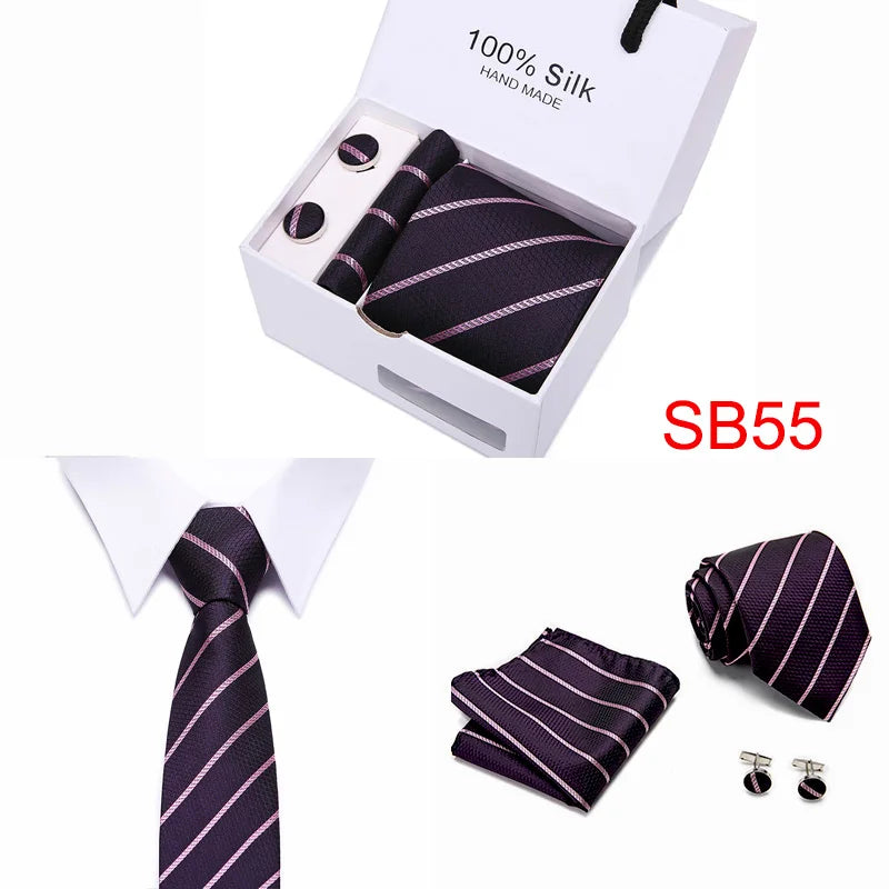 High Quality Silk Ties for Men 145cm Long Fashion Red Necktie 7.5cm Wide Formal Plaid Men's Tie  Drop Shipping