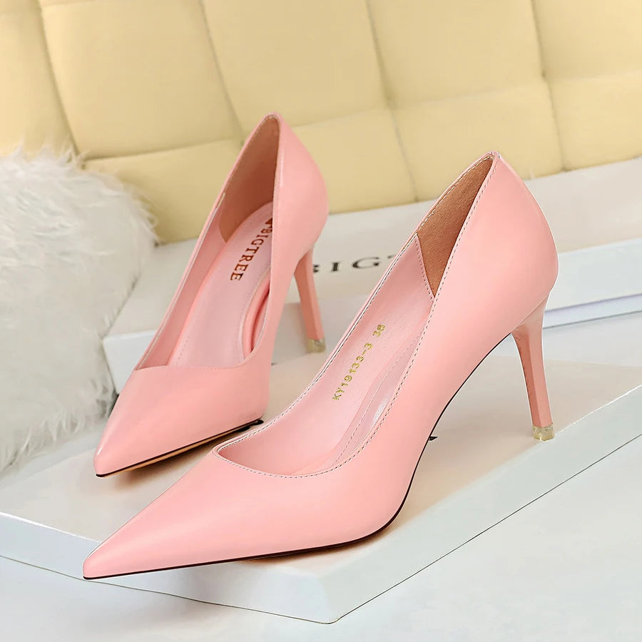 Korean Version Shoes Women New Styles Heels Fashionable Simple and Versatile Big Tree Heels Shoe for Women