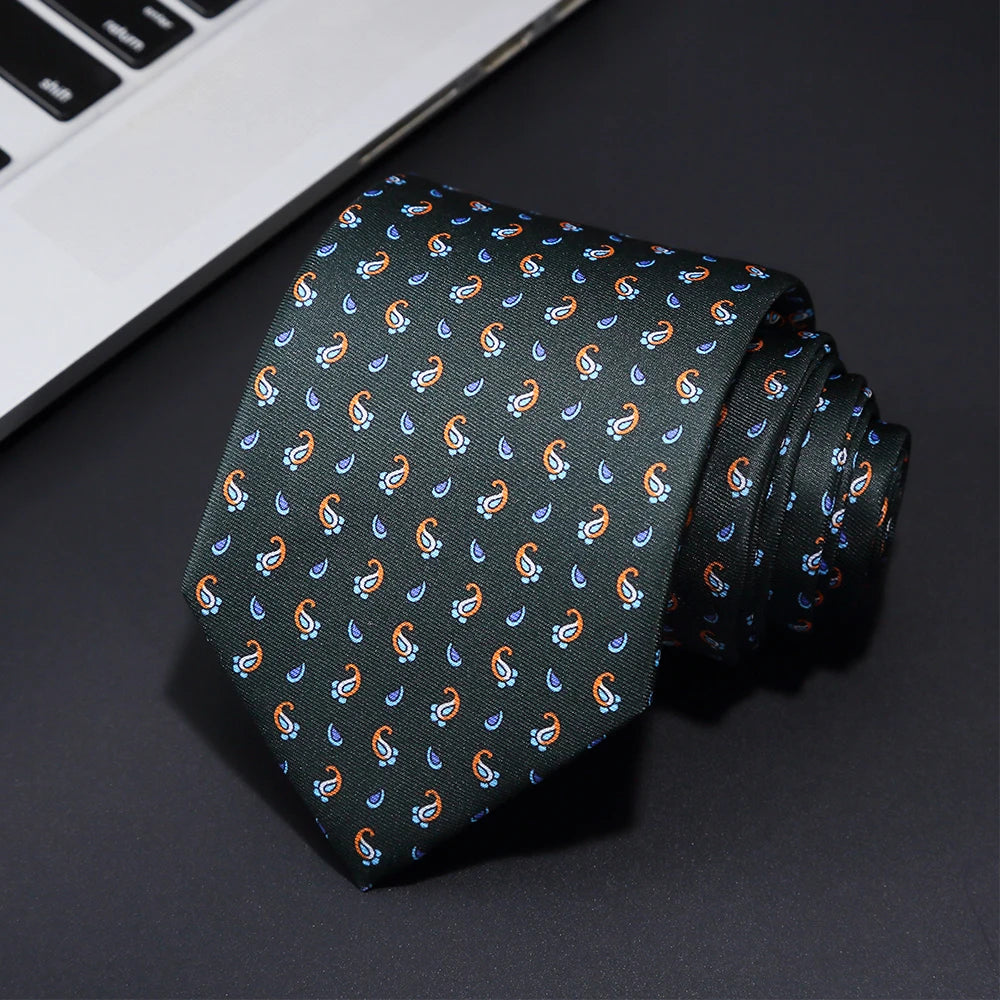 New men's fashion print tie Hand-made 8cm silk necktie Paisley floral geometric Neck Tie for business party wedding gift