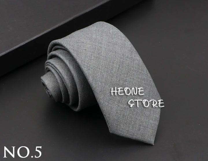 Classic Mens Solid Cotton Handmade 6cm Ties Striped Narrow Collar Slim Necktie Black Red Blue Formal Business Wedding Tie Gift