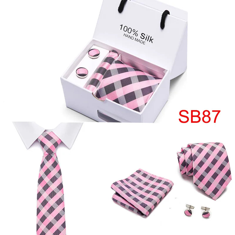 High Quality Silk Ties for Men 145cm Long Fashion Red Necktie 7.5cm Wide Formal Plaid Men's Tie  Drop Shipping