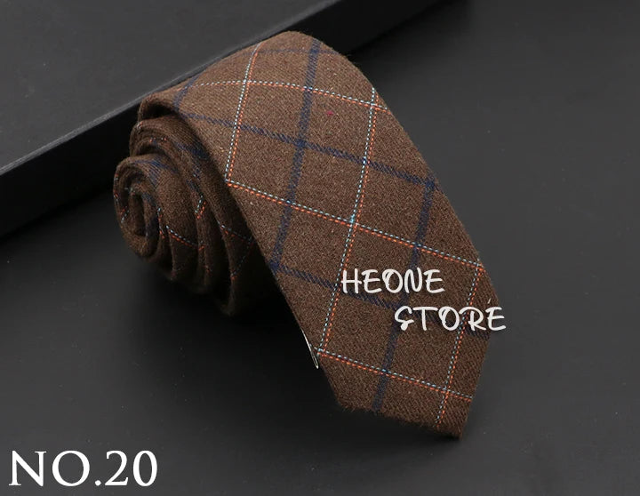 Classic Mens Solid Cotton Handmade 6cm Ties Striped Narrow Collar Slim Necktie Black Red Blue Formal Business Wedding Tie Gift