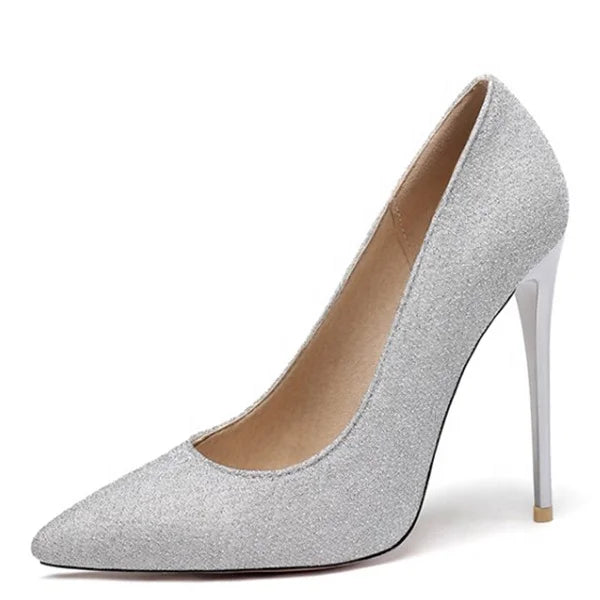 Big Size 47 Women's Stilettos Dress Shoes 4inches Heels Thin Heel Female Pumps Dancer Slip on High-heeled Show Shoes