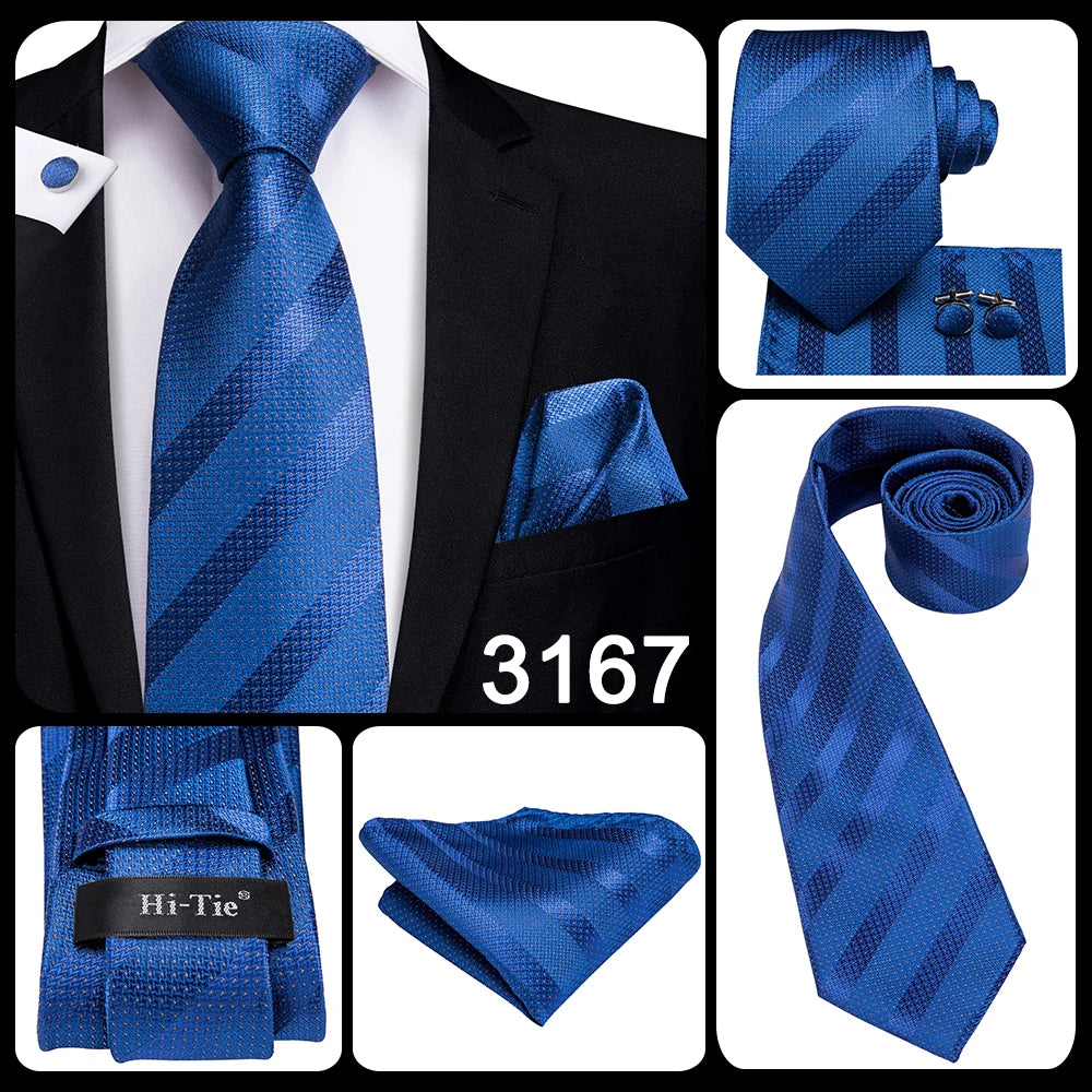 Hi-Tie Blue New Fashion Business Paisley Silk Men's Tie NeckTie 8.5cm Ties for Men Formal Luxury Wedding Quality Gravata