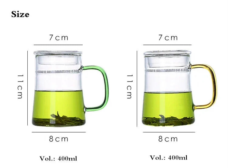 Heat-Resistant Glass Teacup with Filter, Flower Tea Cup, Office Drinkware Mugs with Cover and Infuser, Easy Using Teaware