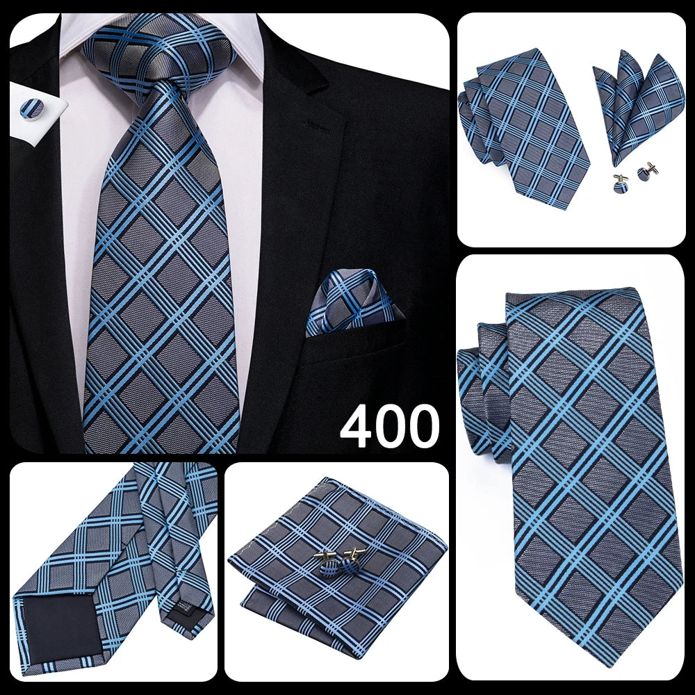 Hi-Tie Blue New Fashion Business Paisley Silk Men's Tie NeckTie 8.5cm Ties for Men Formal Luxury Wedding Quality Gravata