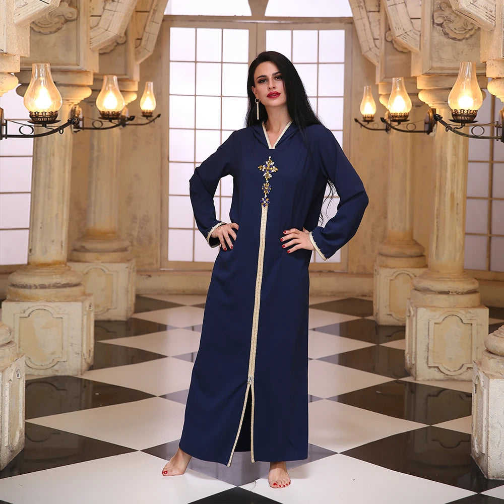 Ramadan Eid Blue Abaya Dubai Turkey Islam Hijab Muslim Dress Kaftan Robe Longue Femme Kebaya African Dresses For Women Caftan