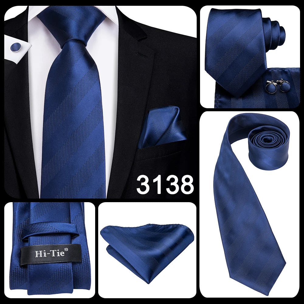 Hi-Tie Blue New Fashion Business Paisley Silk Men's Tie NeckTie 8.5cm Ties for Men Formal Luxury Wedding Quality Gravata