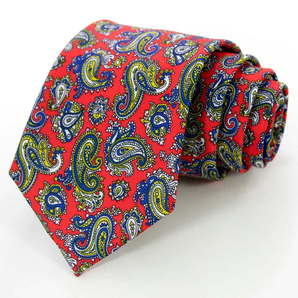 New men's fashion print tie Hand-made 8cm silk necktie Paisley floral geometric Neck Tie for business party wedding gift