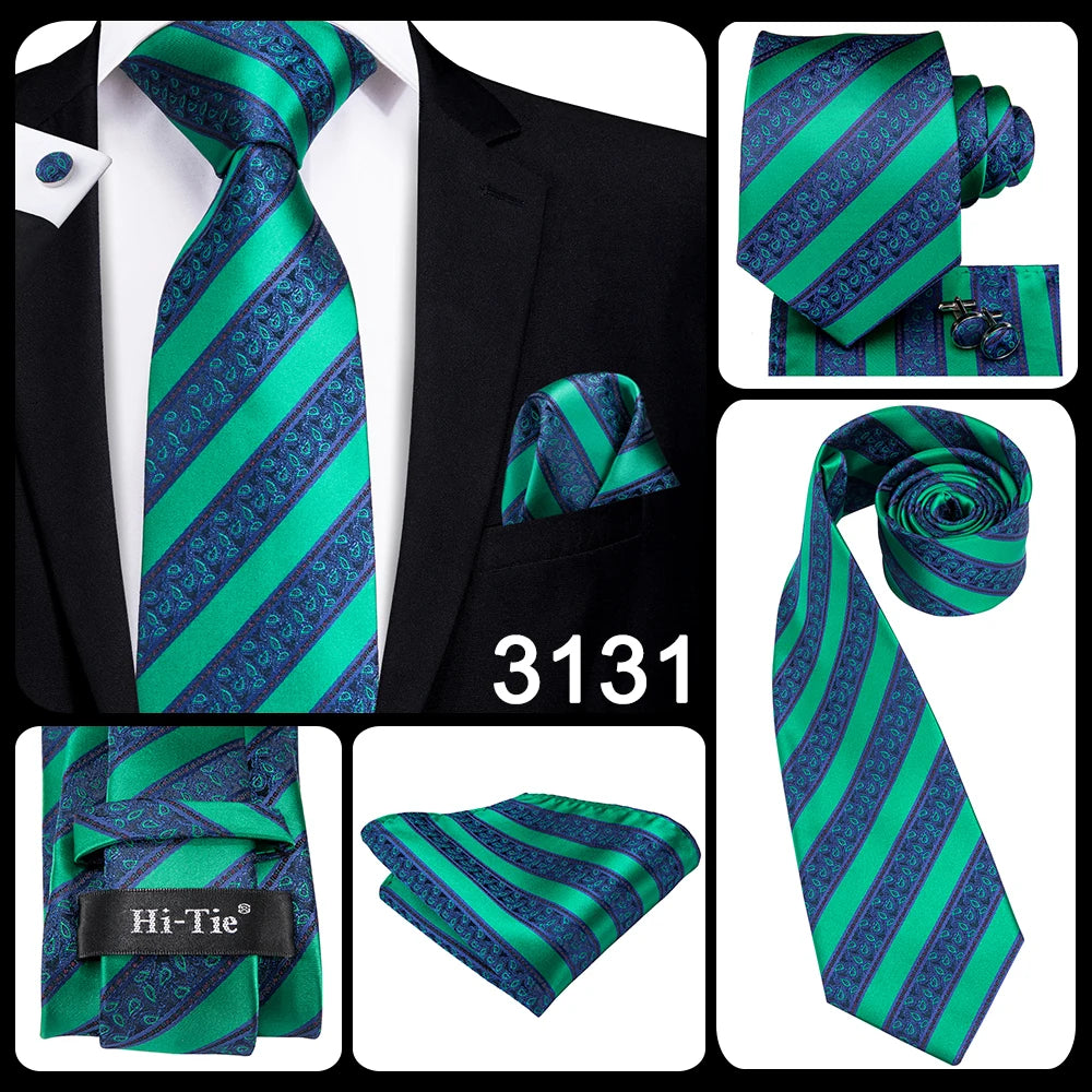 Hi-Tie Blue New Fashion Business Paisley Silk Men's Tie NeckTie 8.5cm Ties for Men Formal Luxury Wedding Quality Gravata