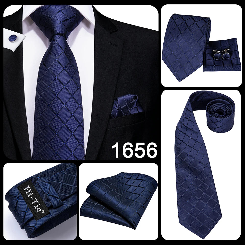 Hi-Tie Blue New Fashion Business Paisley Silk Men's Tie NeckTie 8.5cm Ties for Men Formal Luxury Wedding Quality Gravata