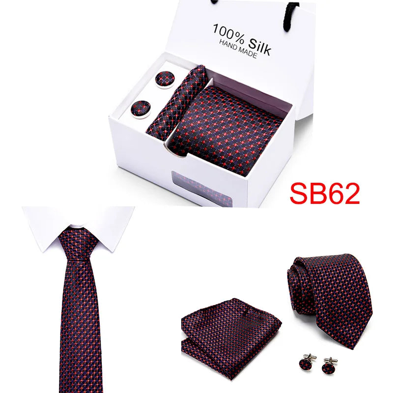 High Quality Silk Ties for Men 145cm Long Fashion Red Necktie 7.5cm Wide Formal Plaid Men's Tie  Drop Shipping