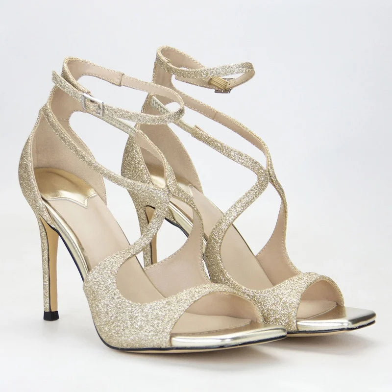 Customized Women's Summer Fashion Stiletto Heel Open Toe High Heels with Buckle Closure Patent Leather Breathable & Light Weight