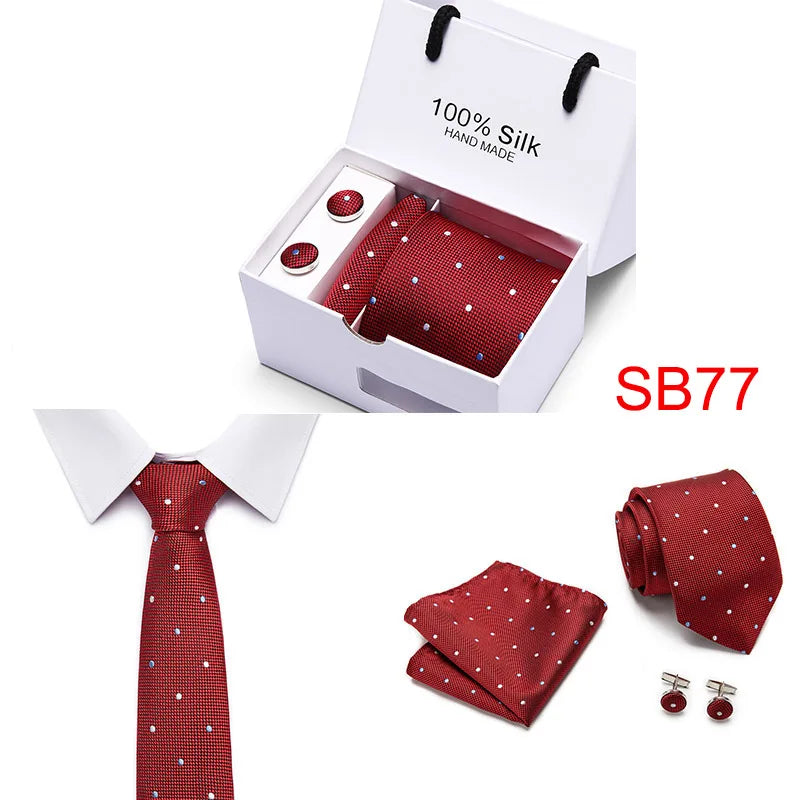 High Quality Silk Ties for Men 145cm Long Fashion Red Necktie 7.5cm Wide Formal Plaid Men's Tie  Drop Shipping