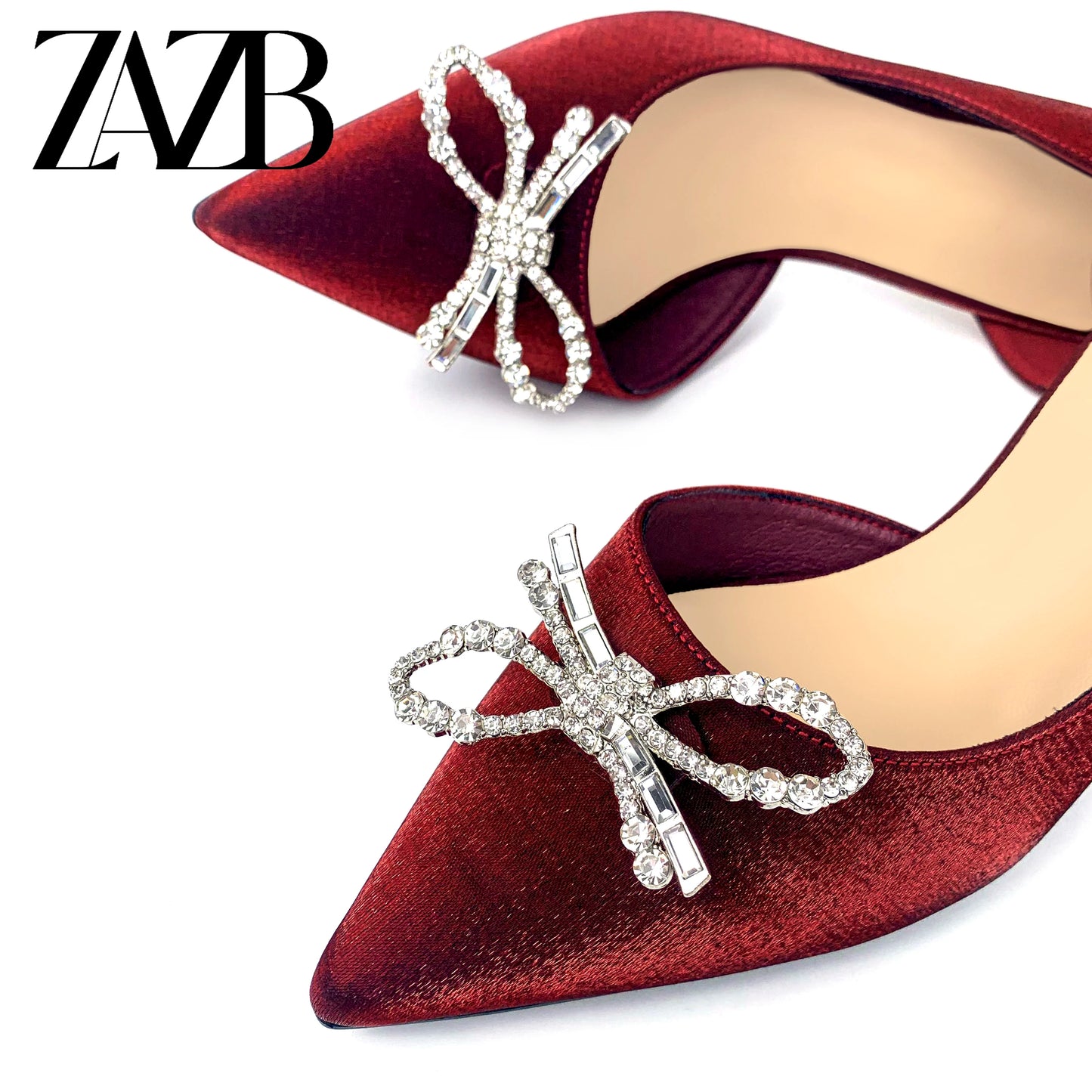 Fashionable Delicate Sweet Bow High Heels Thin Heels Shallow Mouth Pointed Side Hollow Out Single Shoes