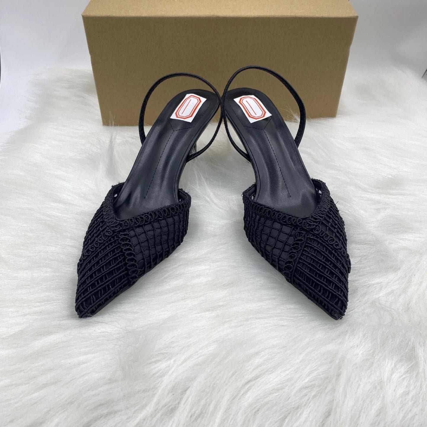 ZA Women's 2026 Summer Nude Sandals Pearl Rhinestone Pointed Toe Mules Heel Back Strap Party Wedding Dress Shoes Elegant Pumps