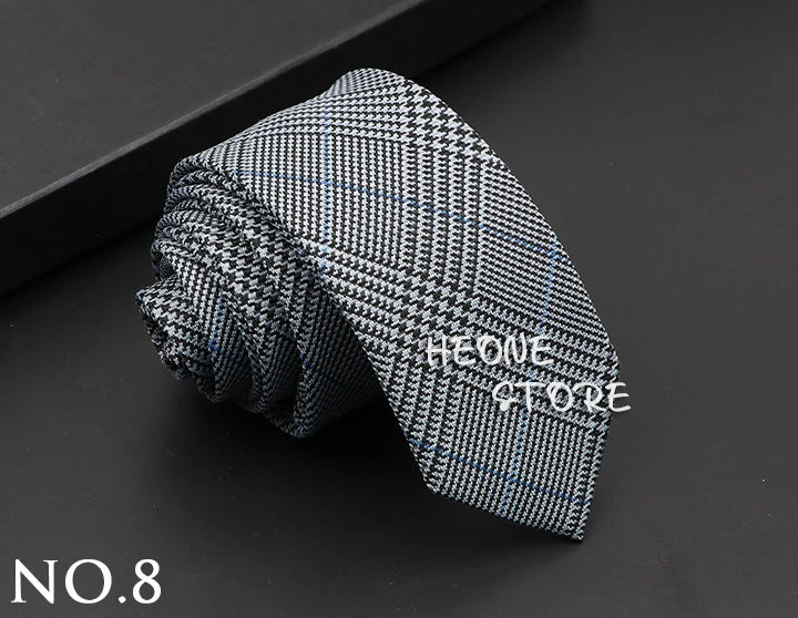 Classic Mens Solid Cotton Handmade 6cm Ties Striped Narrow Collar Slim Necktie Black Red Blue Formal Business Wedding Tie Gift