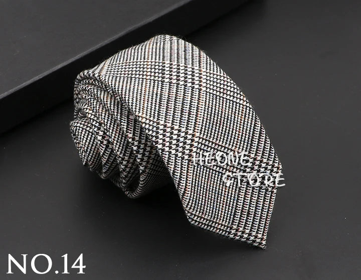 Classic Mens Solid Cotton Handmade 6cm Ties Striped Narrow Collar Slim Necktie Black Red Blue Formal Business Wedding Tie Gift