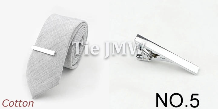 Tie&Clip Set Fashion 6cm Solid Color Linen/Cotton Necktie Bright Ties Pin Clips Clasp Colourful for Men's Clothing Accessories