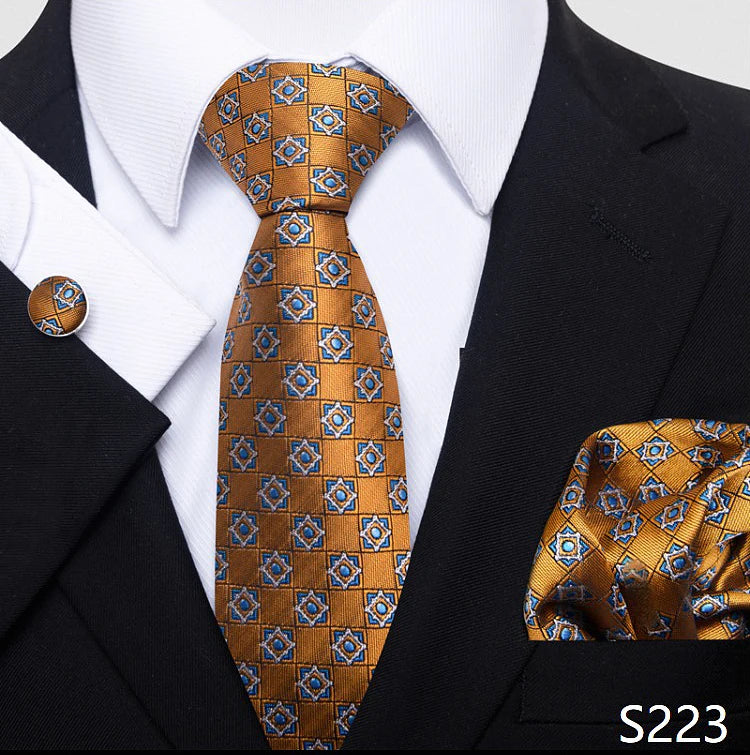 Tie For Men Blue Gold 65 Colors Sale Wedding Present Tie Pocket Squares Set Necktie Suit Accessories Fit Group Holiday Party