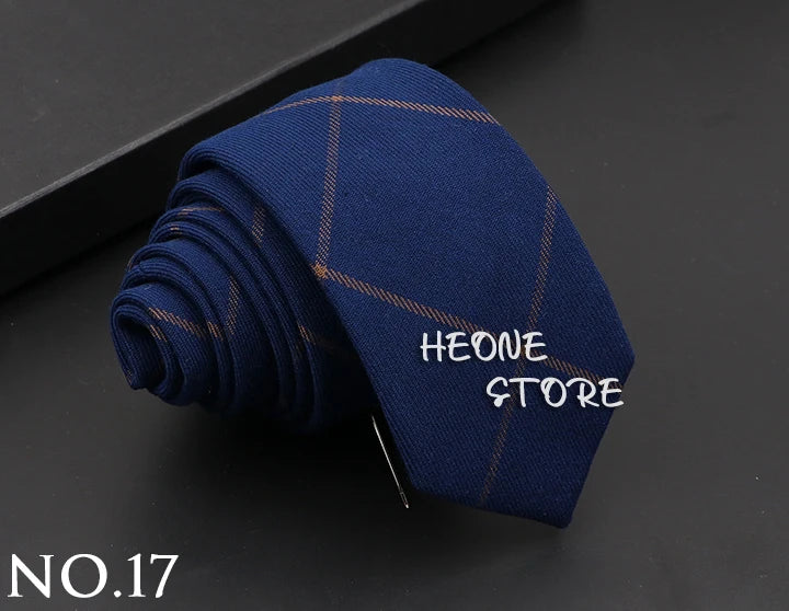 Classic Mens Solid Cotton Handmade 6cm Ties Striped Narrow Collar Slim Necktie Black Red Blue Formal Business Wedding Tie Gift