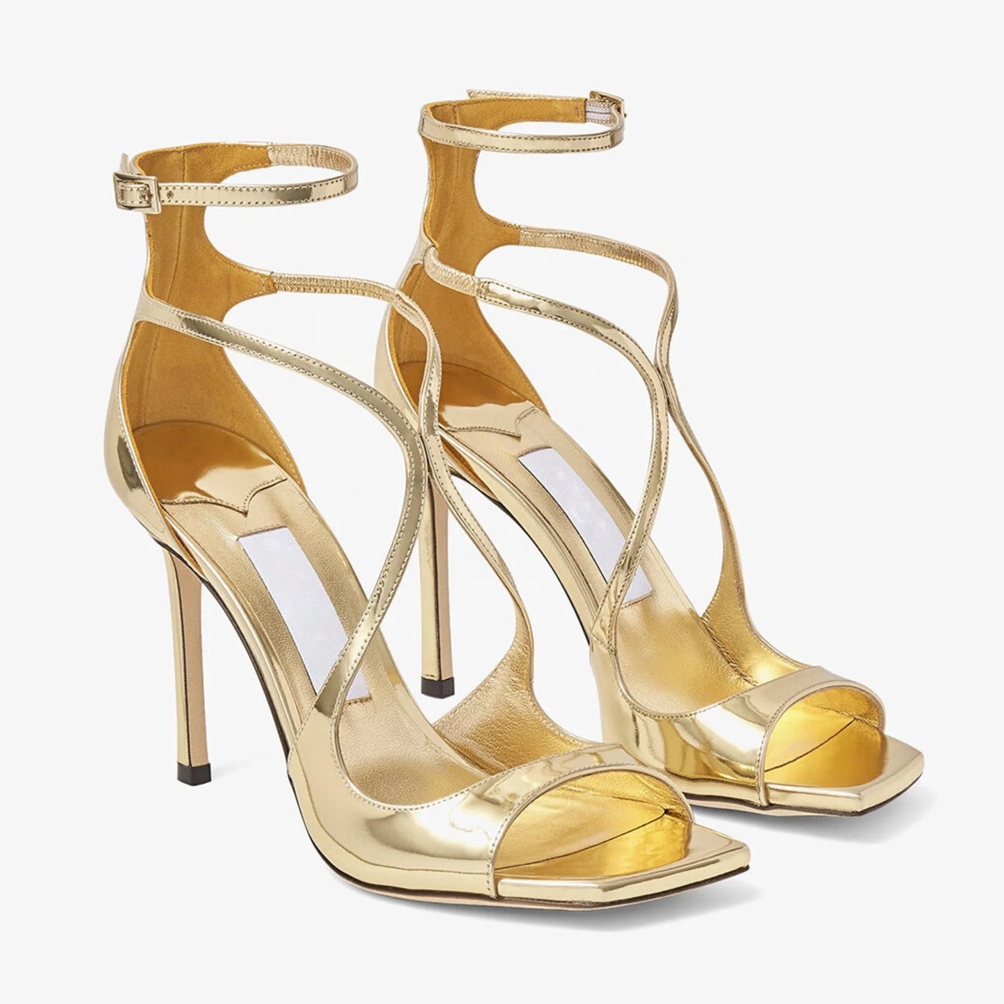 Customized Women's Summer Fashion Stiletto Heel Open Toe High Heels with Buckle Closure Patent Leather Breathable & Light Weight